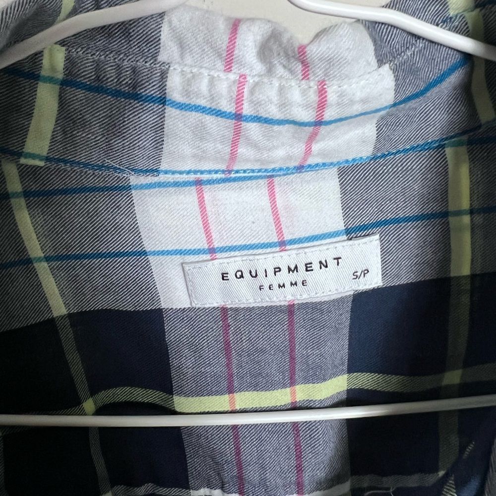 Equipment Tie Front Plaid Long Sleeve Size Small - Picture 2 of 5